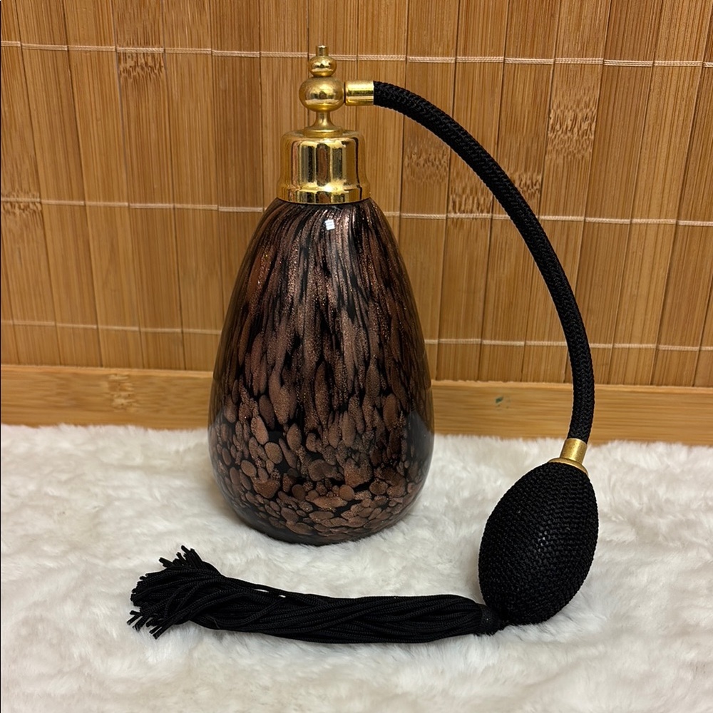 Murano Glass Black and Gold Perfume Atomizer